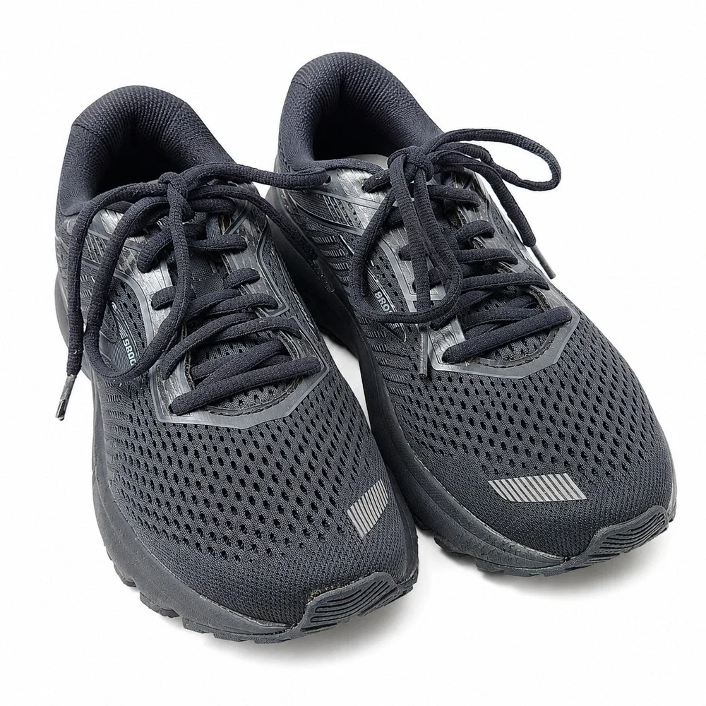 BROOKS Ghost 12 Running Sneaker Womens Sz 8B Triple Black Mesh Athleisure Gym